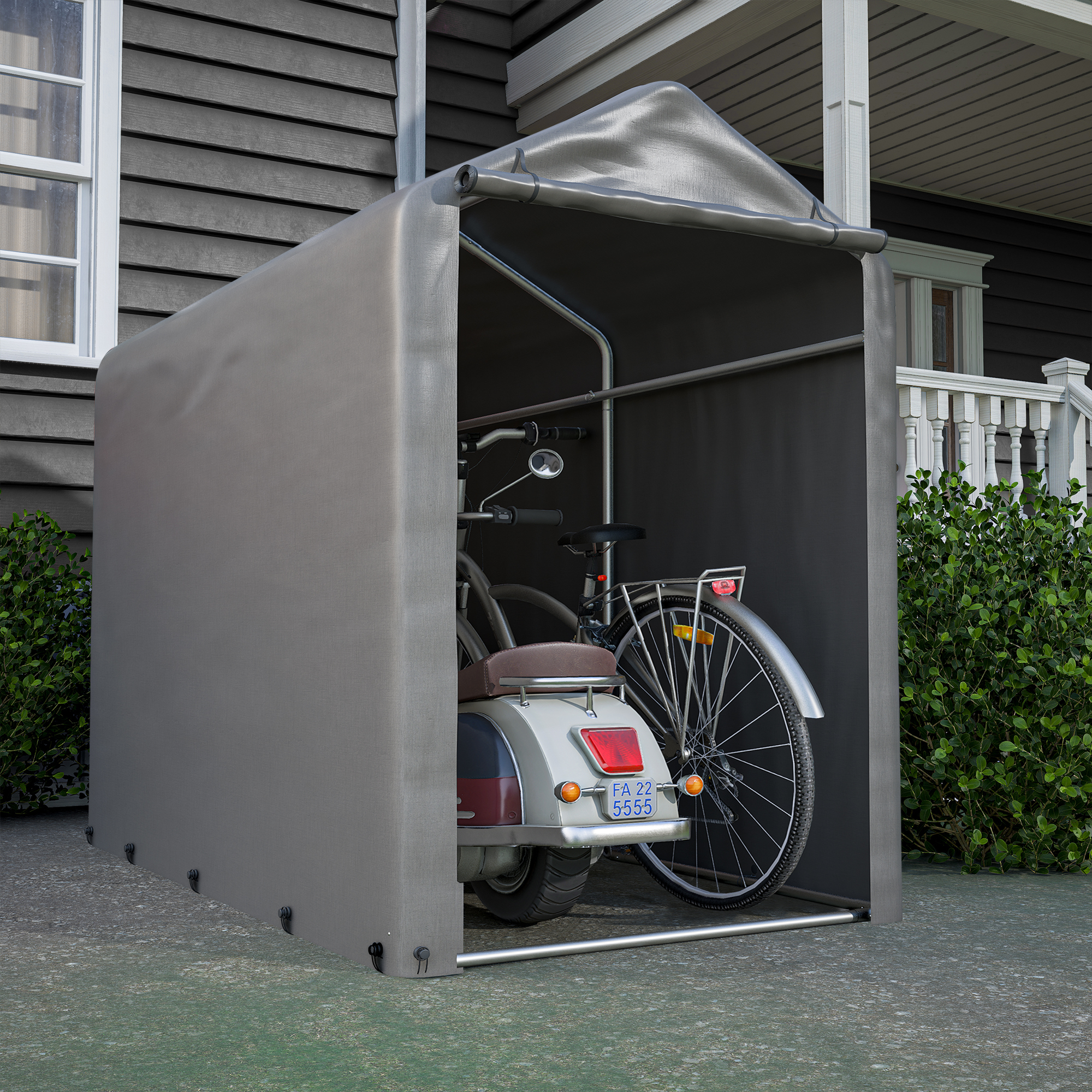 Durable Bike Garage Shed 187x100x160 cm, Dark Gray, Perfect for Garden Storage and Equipment Protection