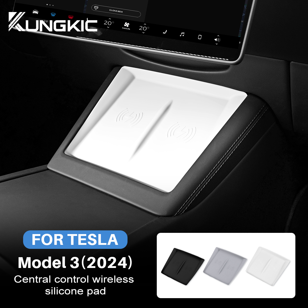 for Tesla Model 3 Highland 2024-26 Model Y 2025 2026 Juniper Silicone Wireless Car Charging Pad Non-Slip Mat Dust-Proof Charger