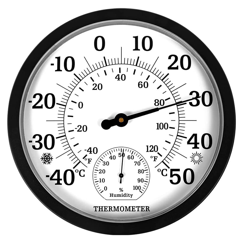 10" Decorative Thermometer Hygrometer Clock for  Garden Wall Decor Indoor Outdoor Thermometer Weather Station Temperature Gauge