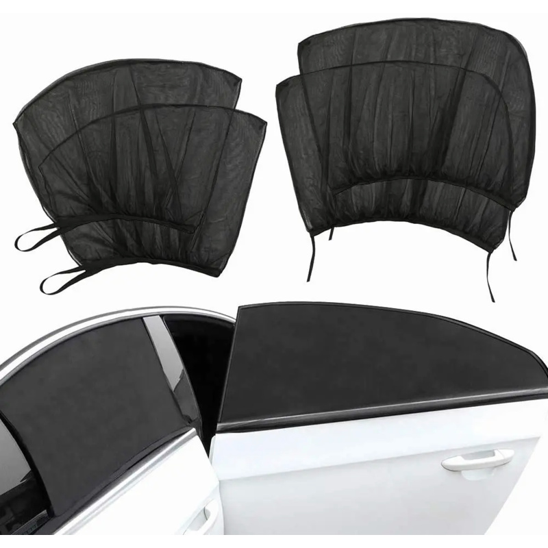 2/4pcs Car Window Screen Door Covers Front/Rear Side Window UV Sunshine Cover Shade Mesh Car Mosquito Net For Baby Child Camping