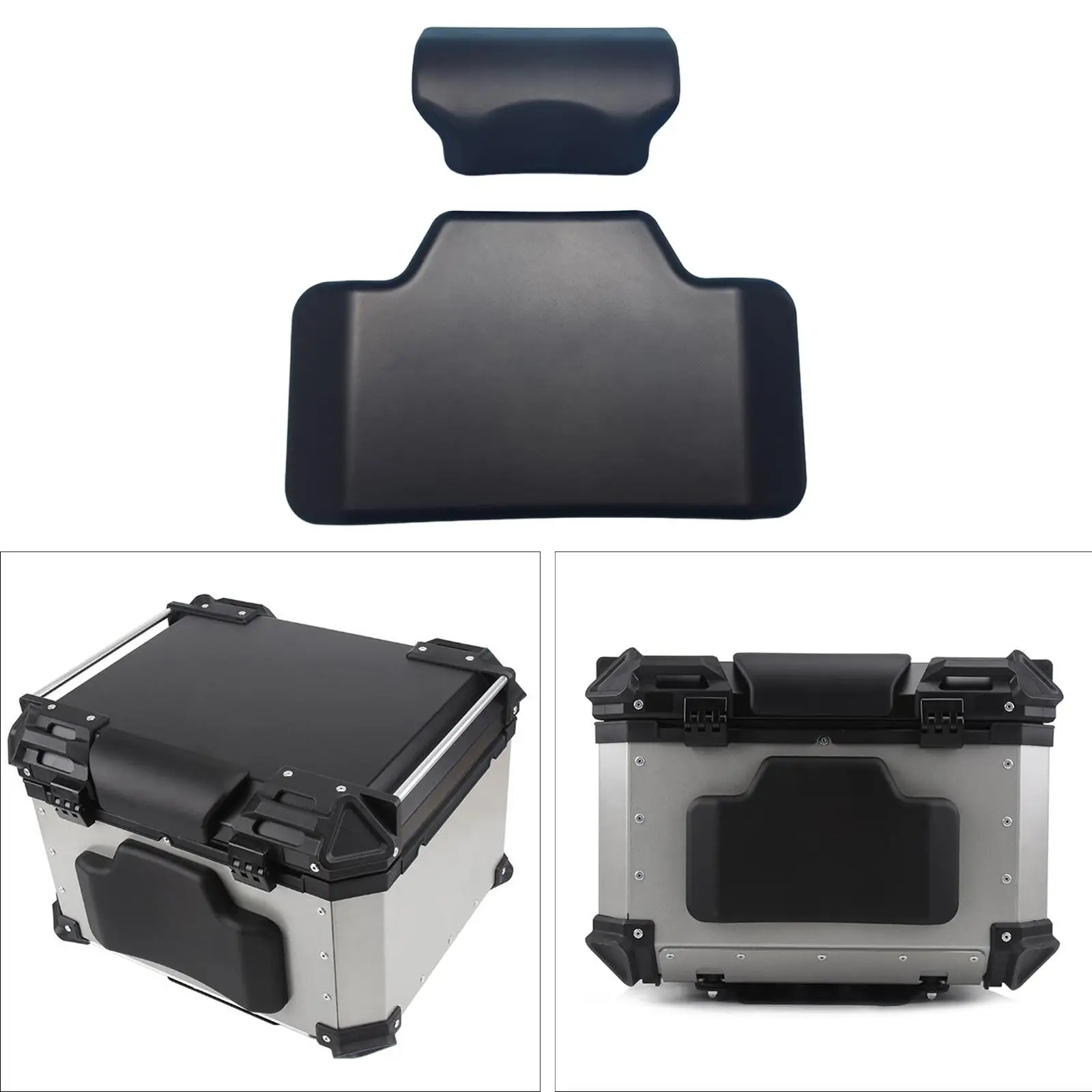 Black Motorcycle Backrest Soft Rear Top Case Cushion Modification Accessories Easy Install Passenger Back Pad Universal