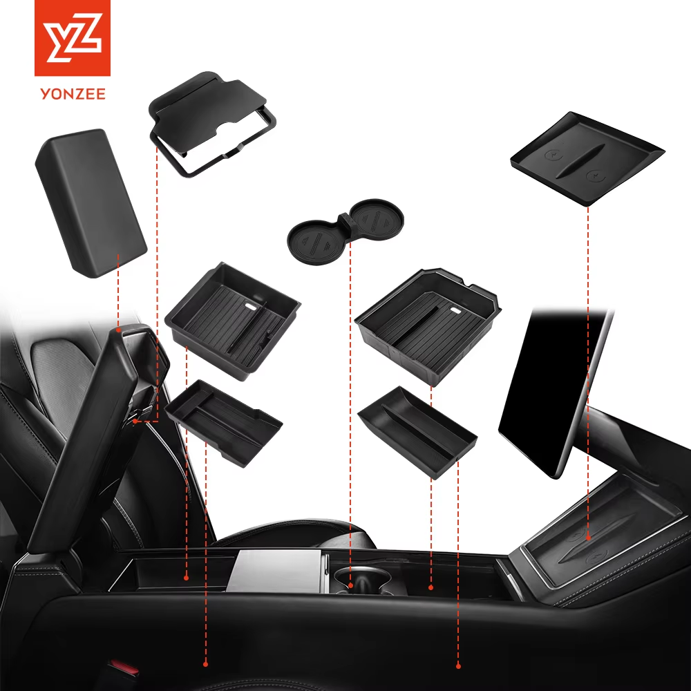 For Tesla Model 3/Y/YL Highland Juniper 2026 Center Armrest Hidden Storage Box Cup Holder Console Organizer Box Accessories