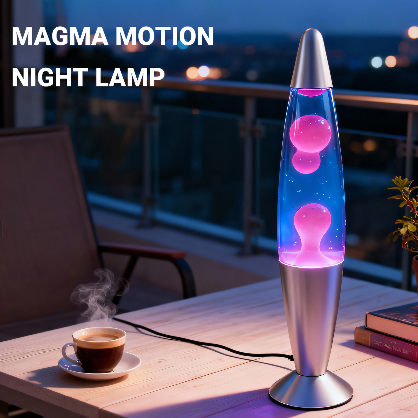 13 Inch Lava Lamp, Pink Wax Blue Liquid Lava Night Light with Silver Base & Cap, 25W Bulb Included, Standard Plug Vintage Motion Lamp for Home Decor Bedroom Office Gift