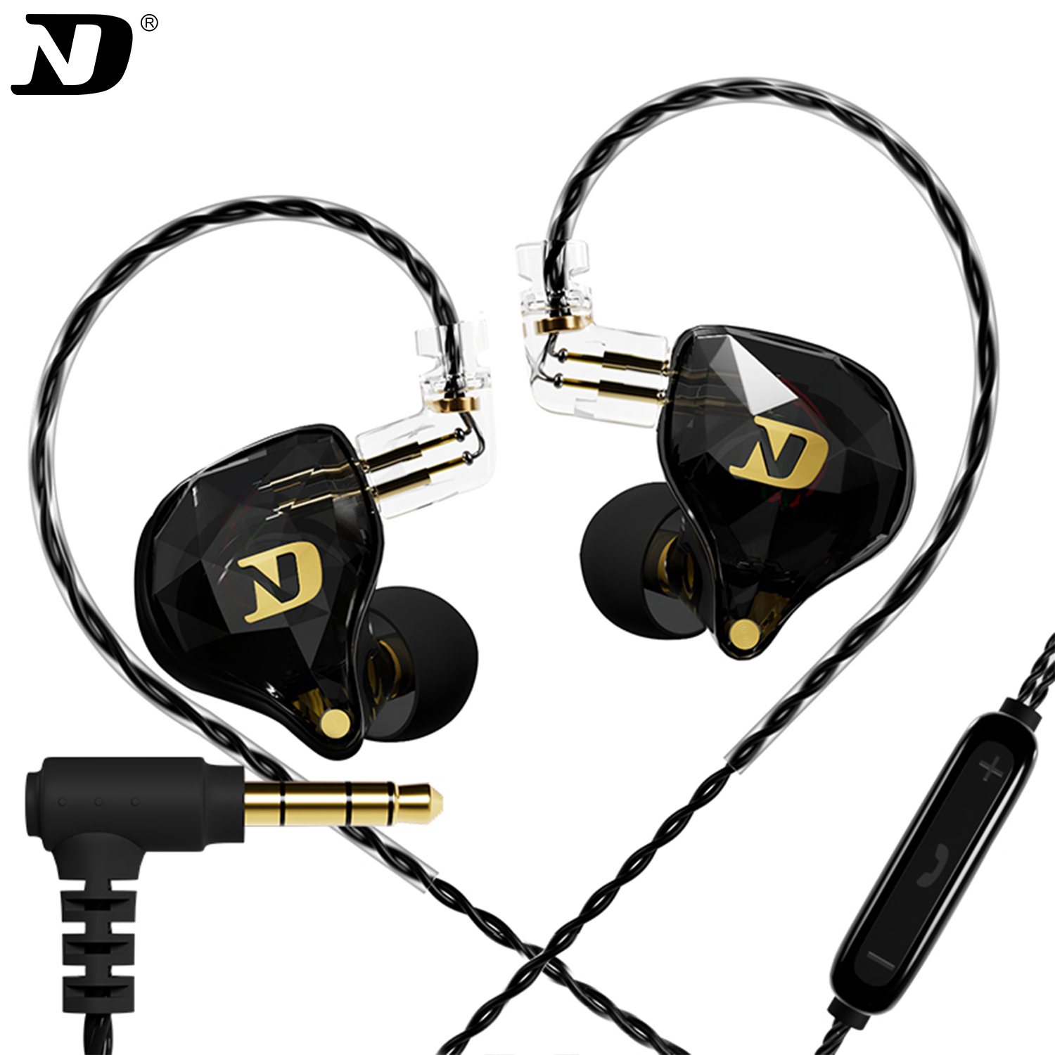ND NX2 HIFI Earphones Dynamic Stereo Heavy Bass In Ear Monitor Earphone Game Sport Noise Cancelling Headset Detachable Cable