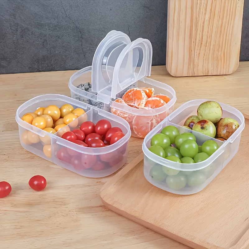Dual Compartment Food Storage Container Plastic Sealed Easy Clean Reusable for Spices Herbs Lunch Kitchen Camping Office