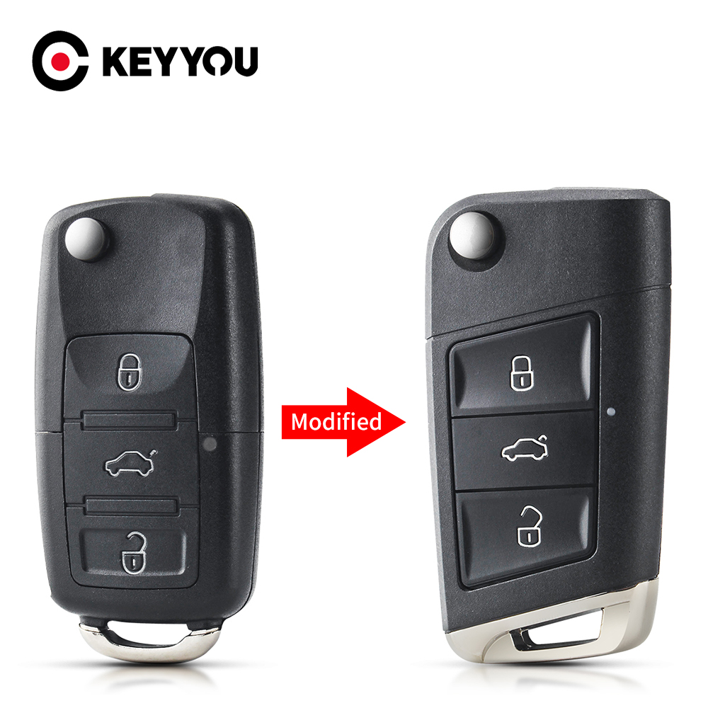 KEYYOU Flip Key For Volkswagen VW Golf 4 5 6 7 Jetta Passat CC Tiguan Polo Beetle Touran Skoda Remote Shell Fob Car Key No Blade