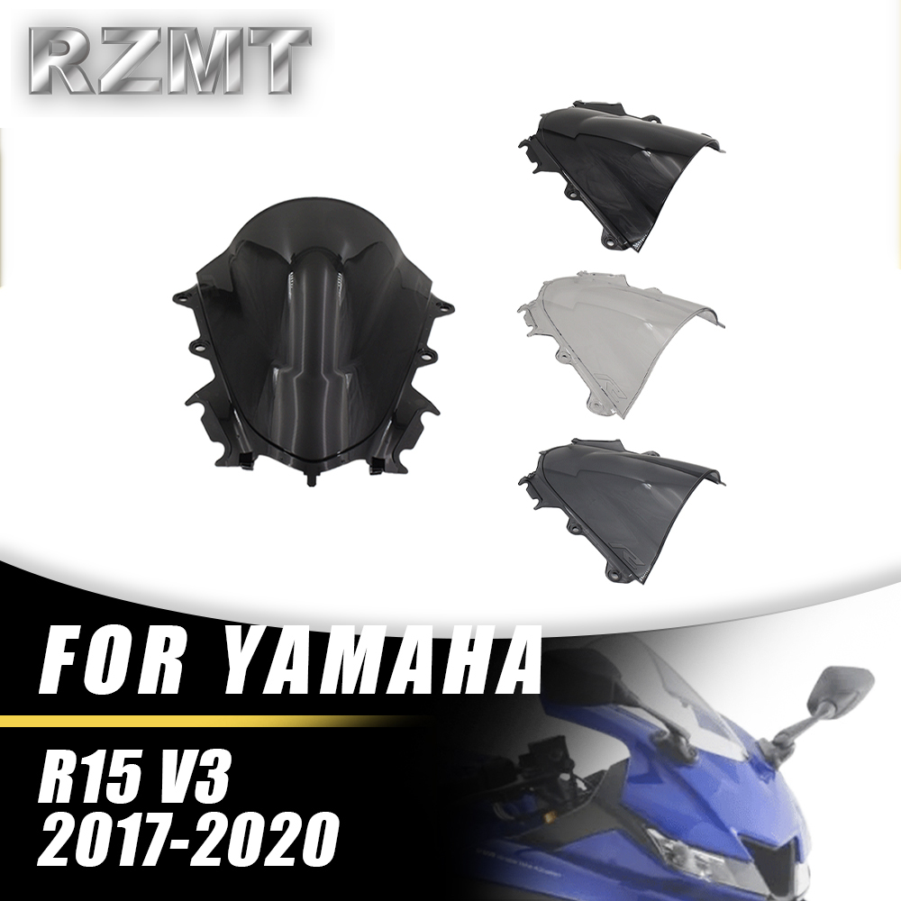Front Double Bubble Wind Deflector Windscreen For YAMAHA R15 V3 2017-2020 2018 2019 Motorcycle Accessories Windshield