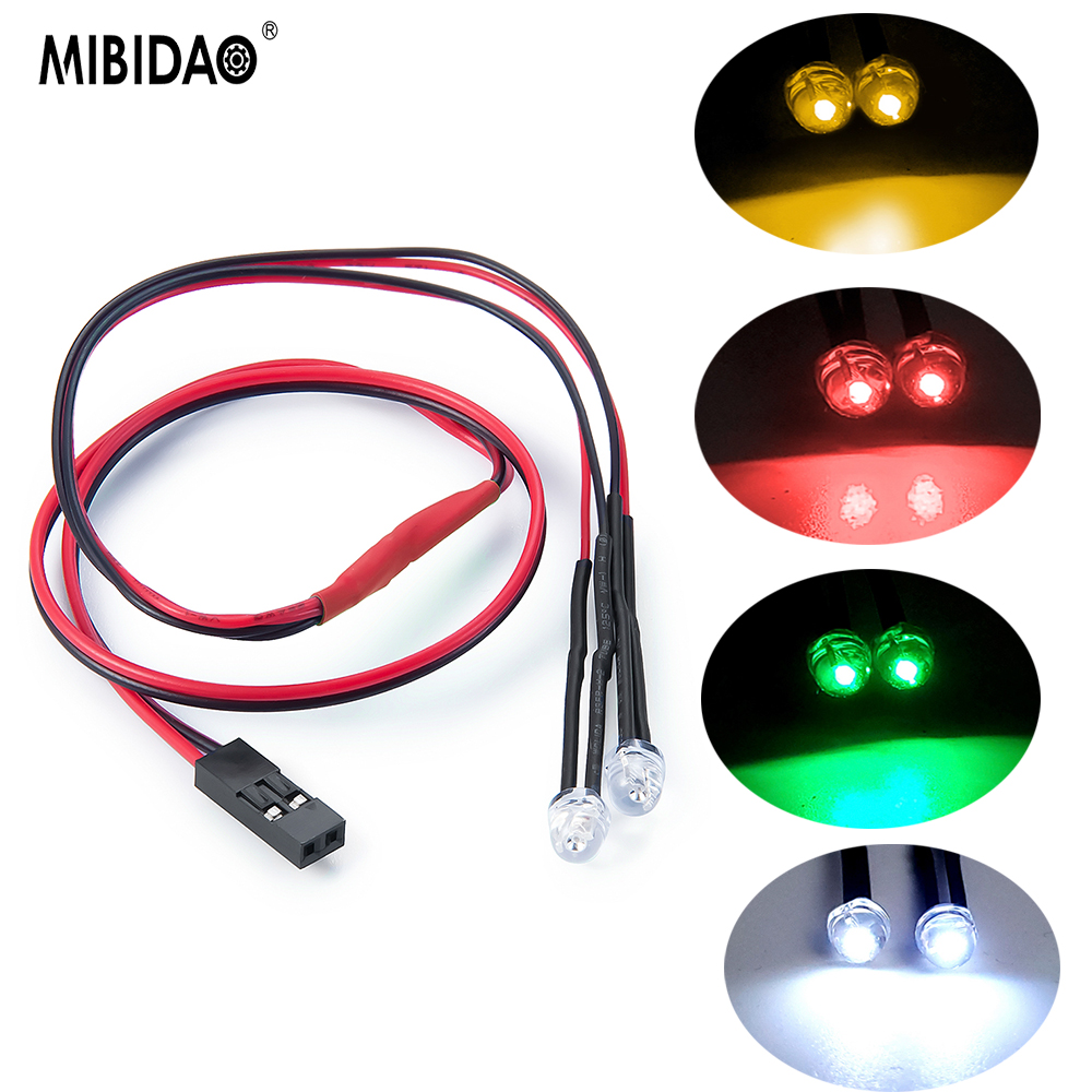 MIBIDAO RC Car LED Lights Spotlight Red/White/Yellow/Green Decoration Lamp Headlight for 1/10 RC Crawler Car Axial SCX10II 90046