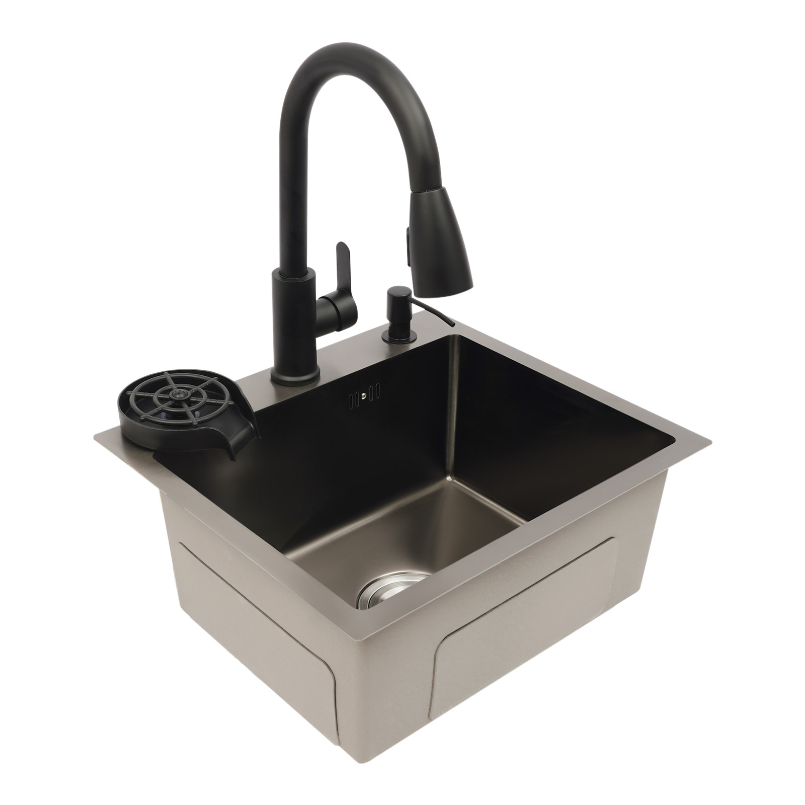 Multi-functional Kitchen Sink with Retractable Faucet, Soap Dispenser and Drip Basket Black Stainless Steel Sink 3 Specification