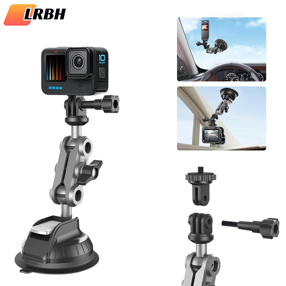 Powerful Suction Cup Car Mount for Insta360 X4 X3 X2, Dashboard Quick-release Holder for Pocket 3 GoPro 12 11 10 9 8 Action 4 3