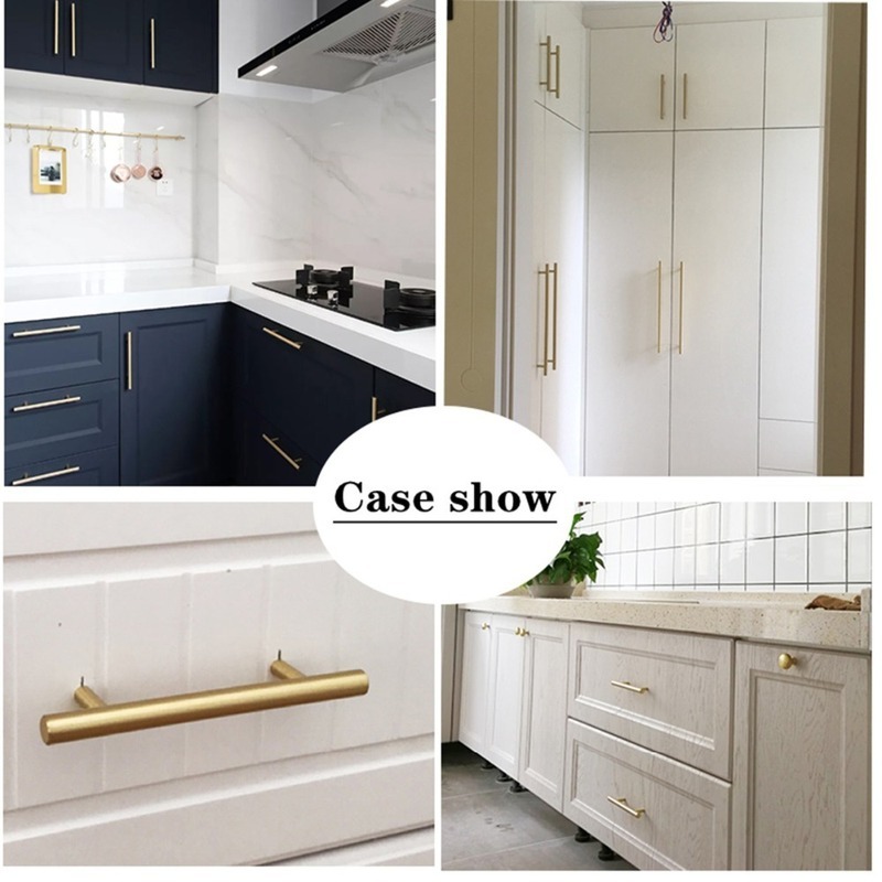 Modern Gold Brushed Straight Cupboard Handles Knobs Stainless Steel Brushed Black Gold Kitchen Door Handles Cabinet Pull