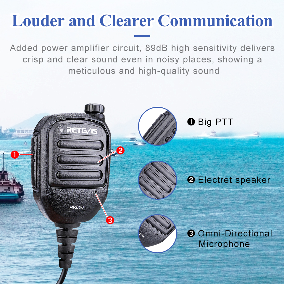 Retevis HK008 2Pin Rechargeable Microphone Mic Speaker Volume PTT Tangent For Baofeng UV 5R H777 for TYT Quansheng UV K5 Radios
