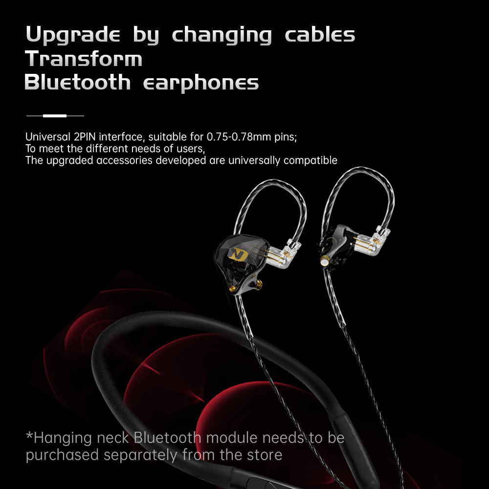 ND NX2 HIFI Earphones Dynamic Stereo Heavy Bass In Ear Monitor Earphone Game Sport Noise Cancelling Headset Detachable Cable