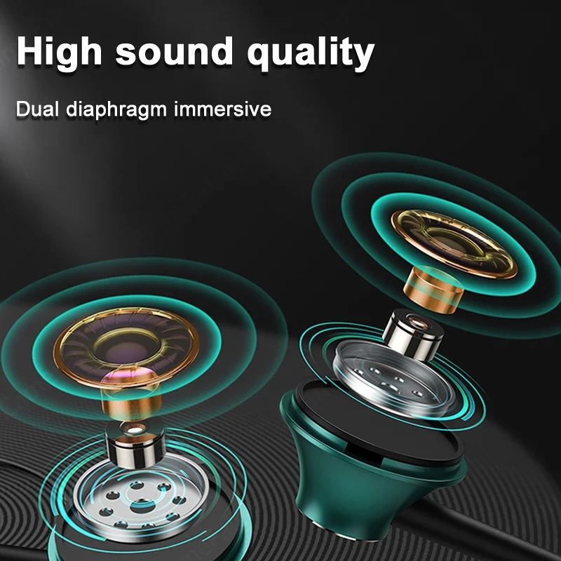 NEW 9D Surround Sound Type C&3.5mm Headphones Volume Control Headset With HD Mic Wired Earbuds For IPhone15-17/Samsung Earphones