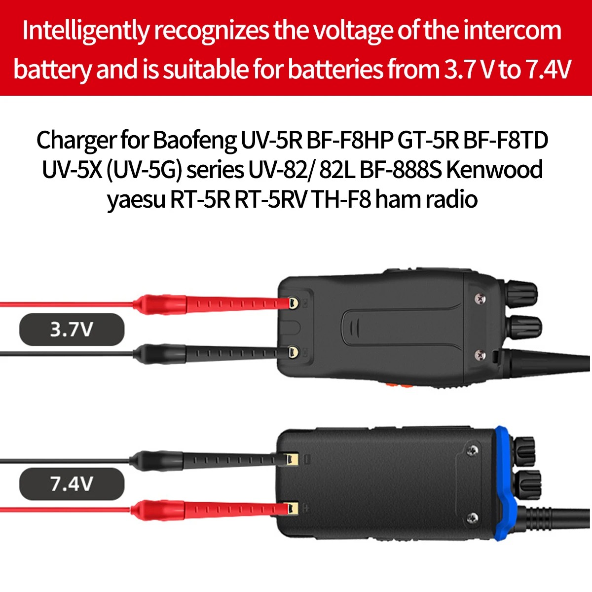 Baofeng Walkie Talkie Universal USB Charger Cable for BaoFeng UV-5R UV-82 BF-888S TYT Retevis Two Way Radio with Indicator Light