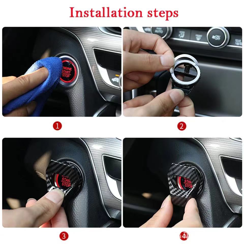 new Car Engine Start Stop Switch Button Cover Decorative Auto Accessories Push Button Sticky Cover Car Interior Car-Styling