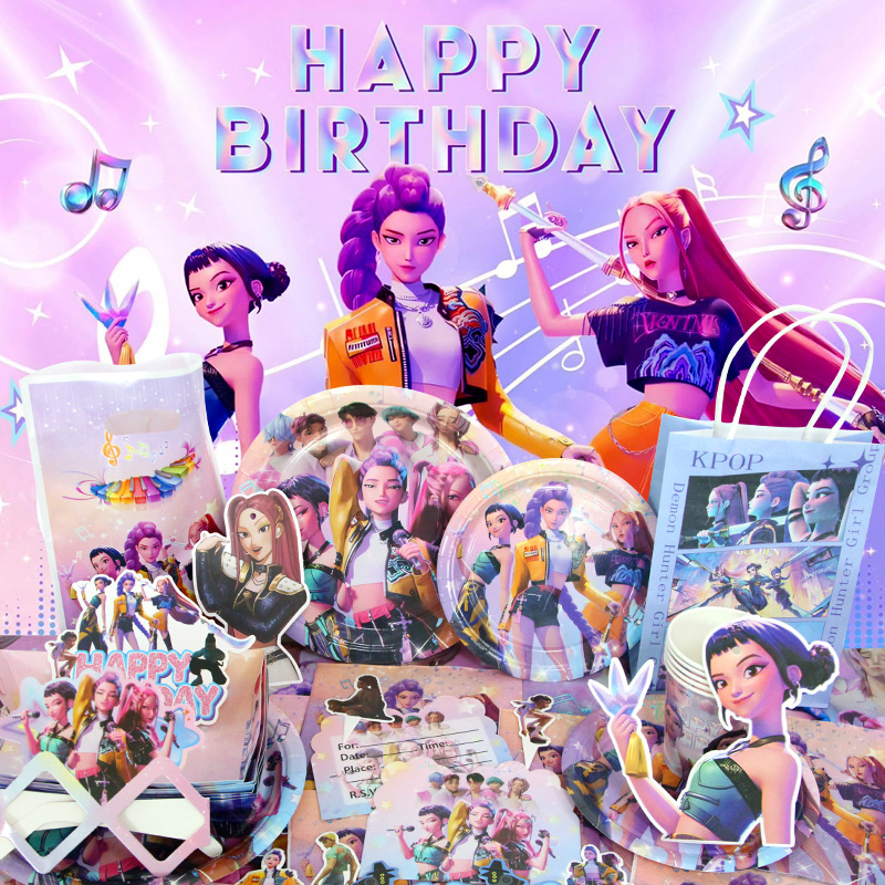 Cartoon Music Girls Theme Birthday Party Decoration For Kids Girl Event Supplies Backdrop Banner Disposable Tableware Kid Gift