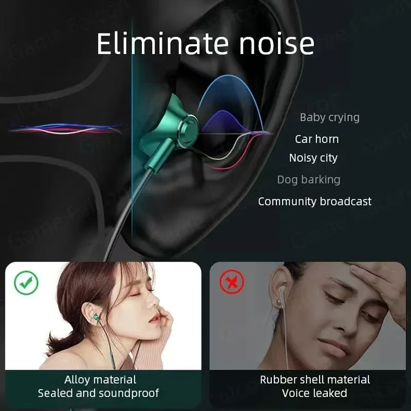 NEW 9D Surround Sound Type C&3.5mm Headphones Volume Control Headset With HD Mic Wired Earbuds For IPhone15-17/Samsung Earphones