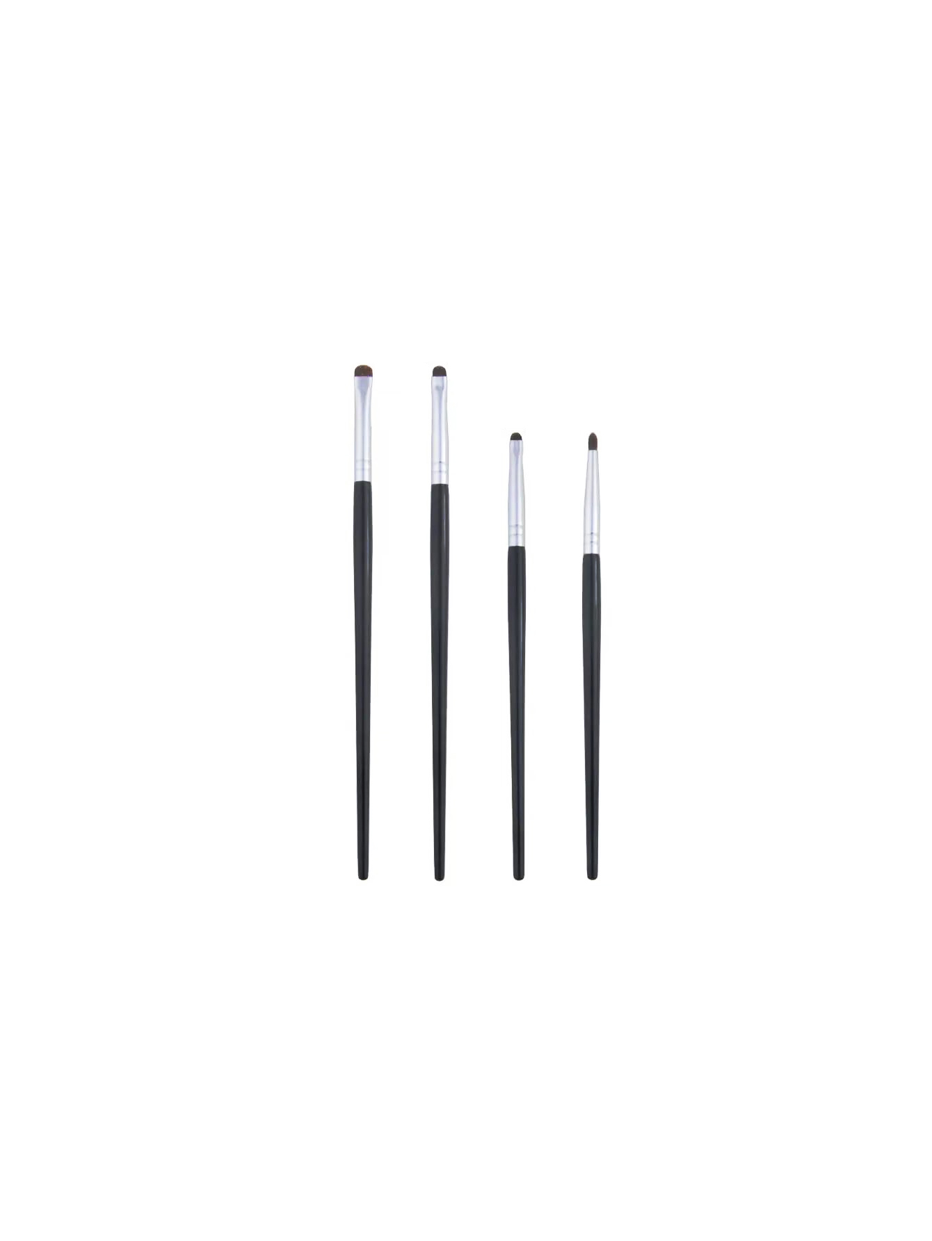 1 Set Of 4 Black Eye Detail Makeup Brushes Pony Hair Precision Eye Shadow Lying Silkworm Brightening Eyeliner Applicator Small set of 4 pcs