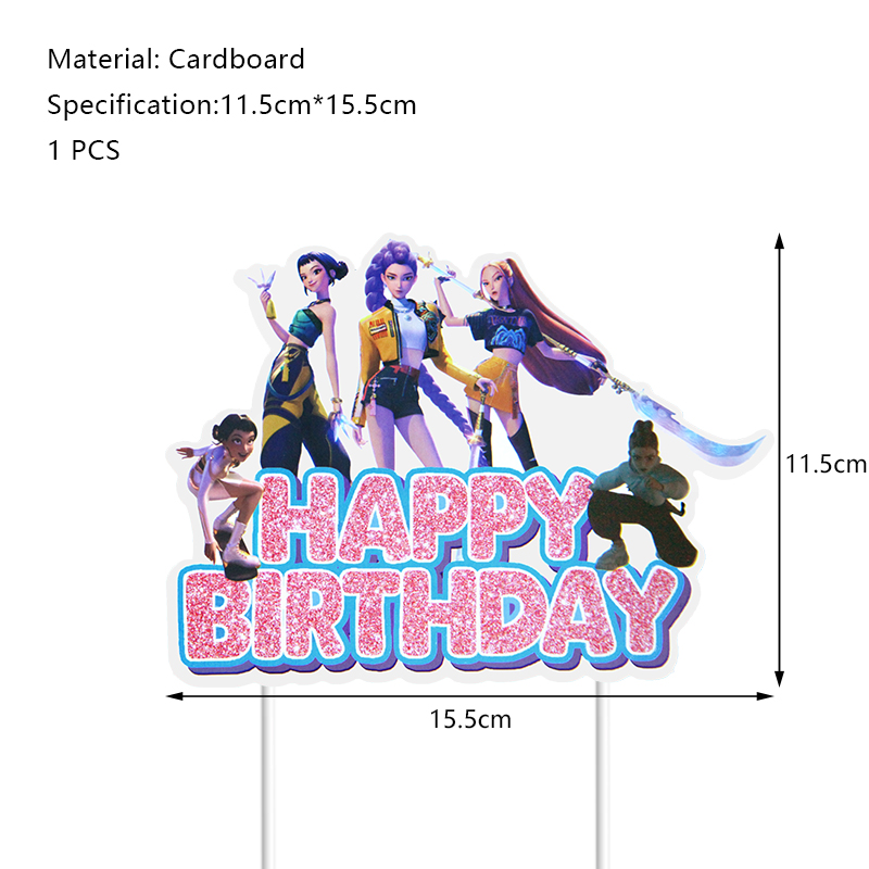 Cartoon Music Girls Theme Birthday Party Decoration For Kids Girl Event Supplies Backdrop Banner Disposable Tableware Kid Gift Big Cake Topper 1pcs / Other