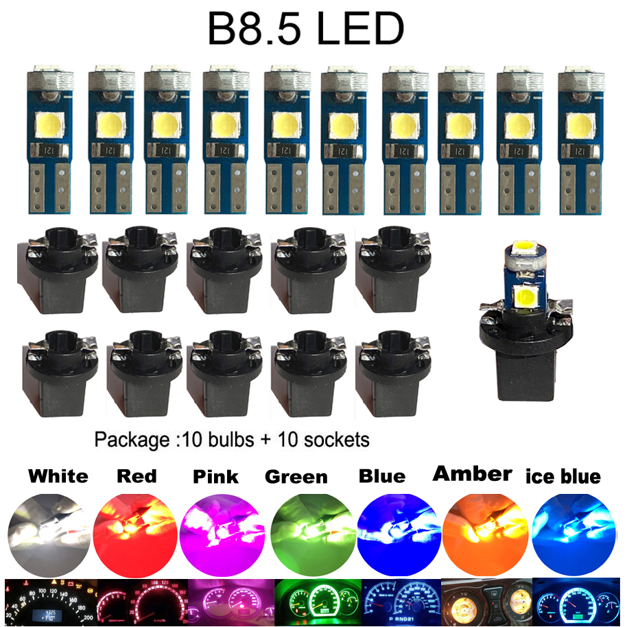10pcs New T5 W3W W1.2W Led Canbus PC74 B8.5 LED Bulbs Car Motorcycle Dashboard Warning Indicator Light Wedge Instrument Lamp