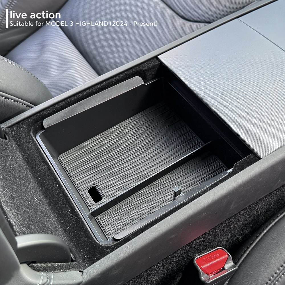 TEKSY For Tesla New Model 3 HIGHLAND 2025 2026 Center Console Storage Armrest Storage Box Upper&Lower Flocking Accessories New