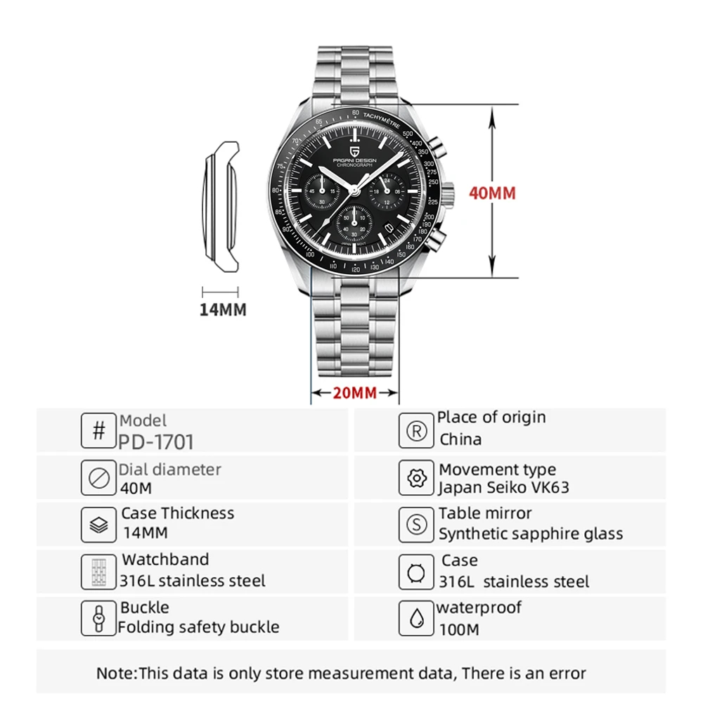 2026 New PAGANI DESIGN Moon V6 Men's Watches Luxury Quartz Watch For Man Chronograph VK63 Men Gift AR Sapphire Mirror Luminous