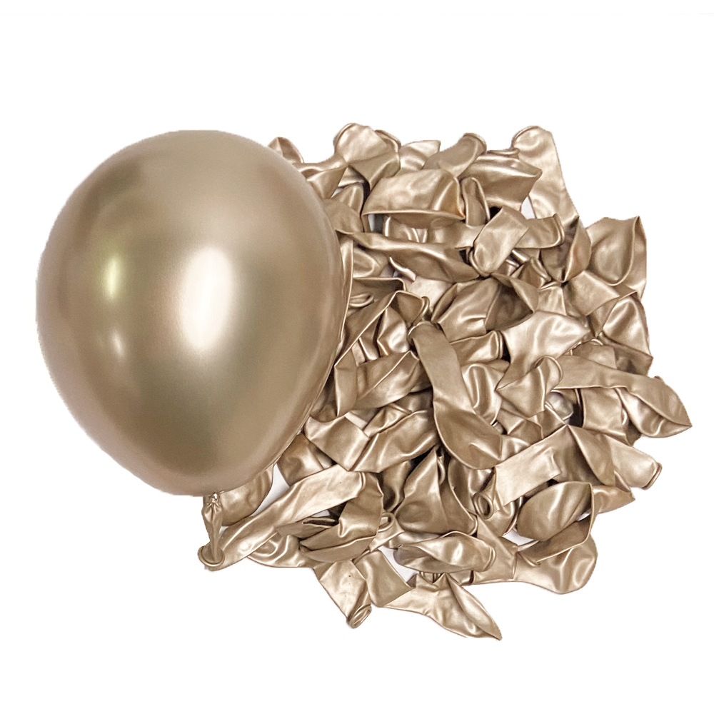 50/100Pcs Metal Balloons 5/10/12/18inch Rose Gold Metalli Silver Chrome Gold Latex Balloons Birthdays Wedding Christmas Decor Champagne Gold / inch / Pcs