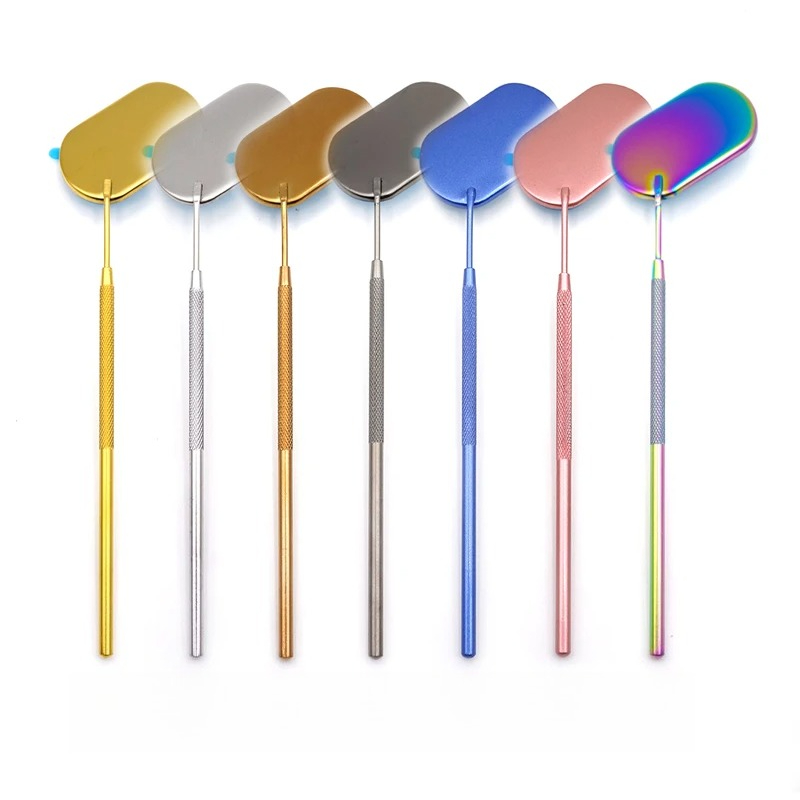 1 Pc Multi Colors Stainless Steel Multifunction Checking Oval Lash Mirror Eyelashes Extension Beauty Makeup Portable Mirror Tool