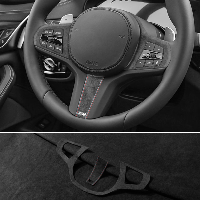 Made of Alcantara For BMW G30 G20 G28 G21 G11 G12 F40 Z4 G32 Car Steering Wheel Stickers Button Trim Frame Interior Accessories