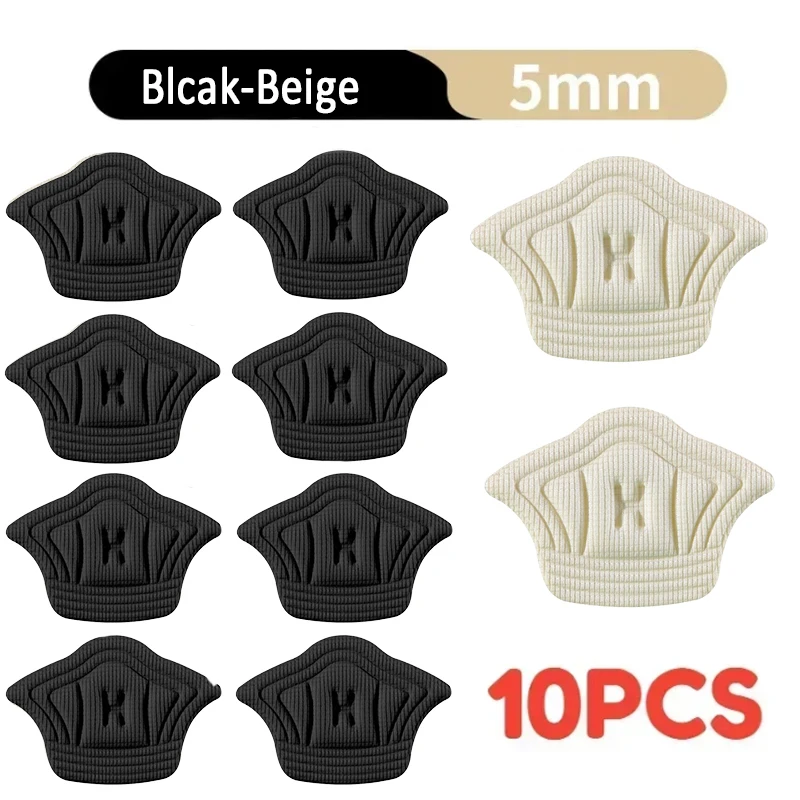5Pairs Insoles For Shoes Patch Heel Pads For Sport Shoes Adjustable Size Feet Pad Insole Heel Protector Back Sticker Shoe Pad Beige 4Black 5mm