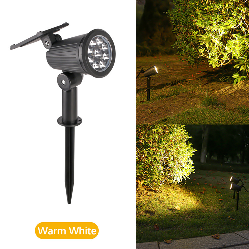 9 LEDs Solar Spotlights, Outdoor Waterproof, Spot Lights, Brightness Adjustable for Garden Backyard Driveway Patio Decor Warm light