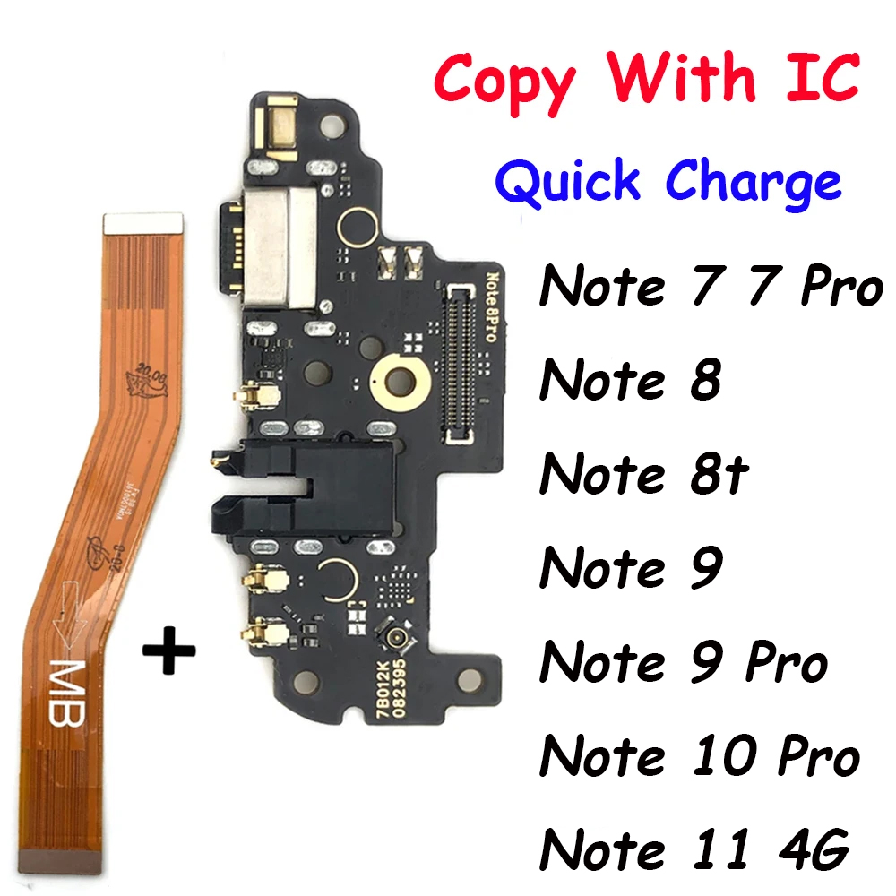 For Xiaomi Redmi Note 7 8 8T 9 9S 10 10S 12 Pro 4G 5G Dock Connector Micro USB Charger Charging Port Mainboard Main Flex Cable
