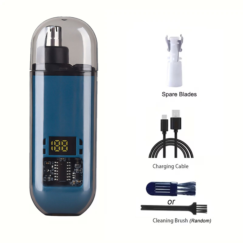 2 In 1 Electric Portable Ear And Nose Hair Trimmer Clipper 2024 Professional Painless Portable Eyebrow For Men blue hair blade