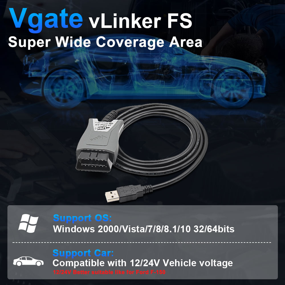 Vgate VLinker FS USB ELM327 For Ford FORScan For Mazda HS MS CAN ELM327 OBD2 Car Diagnostic Scanner Interface Tools OBDII