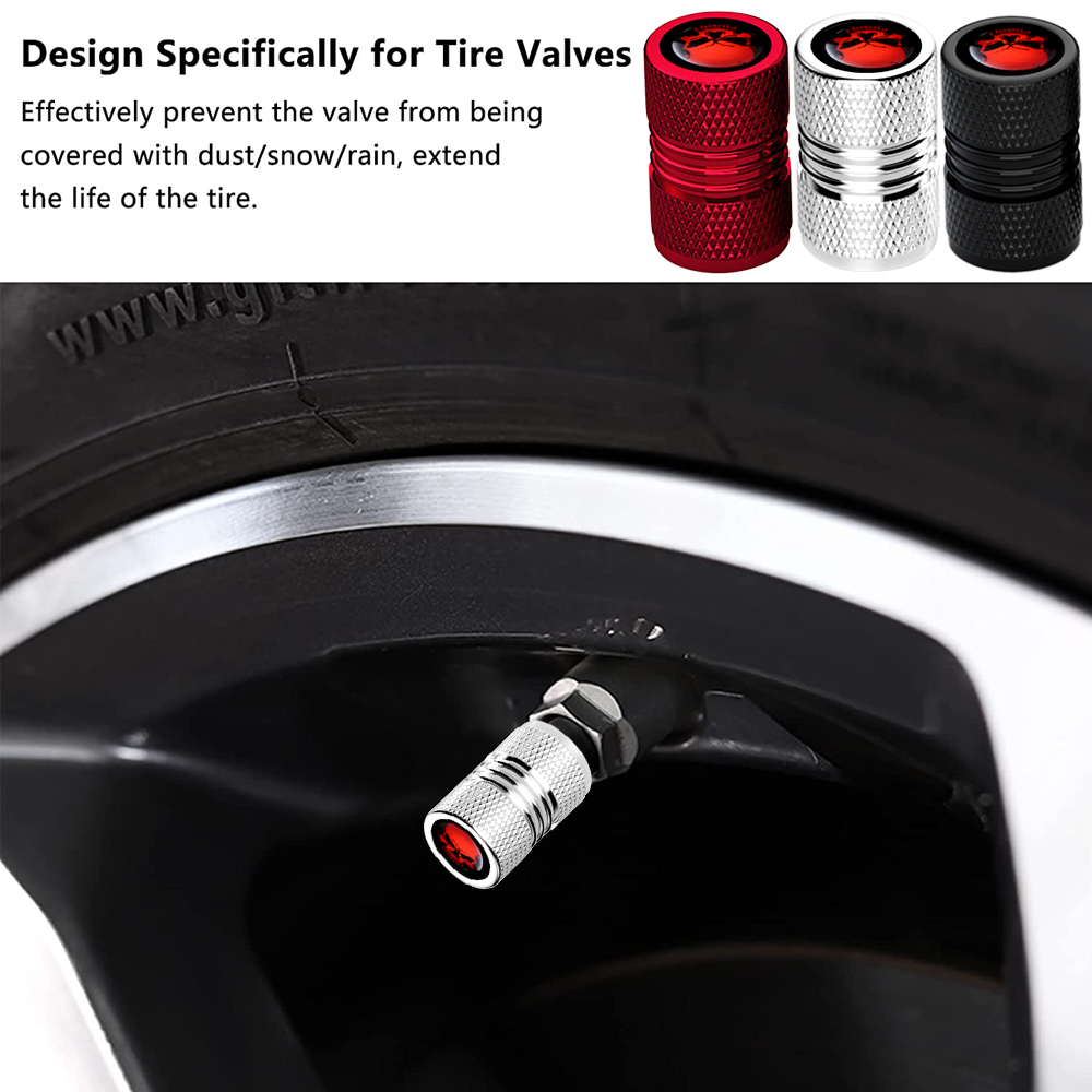 Aluminum Tire Valve Caps, With Rubber Ring, Dust Proof Cover Universal Fit for Cars, SUVs, Bike and Bicycle, Trucks, Motorcycles