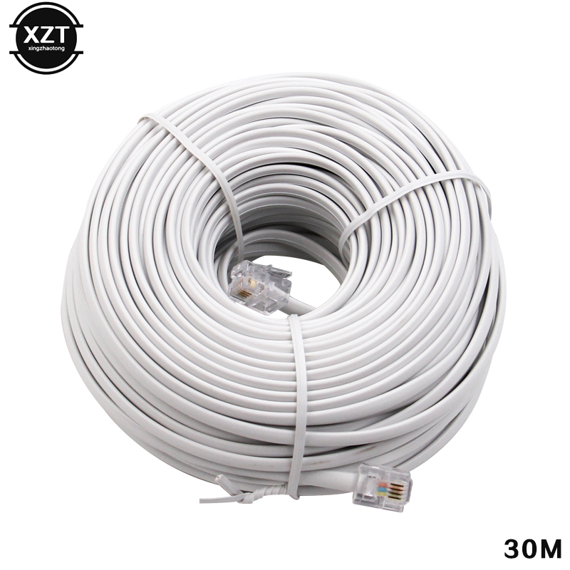 30/25/20/18/15/12/10/9/7.7/6/3/2/1M RJ11 Male Two Core 6P4C Modular Telephone Phone Cables Extension Cable Wire Finished Phone L