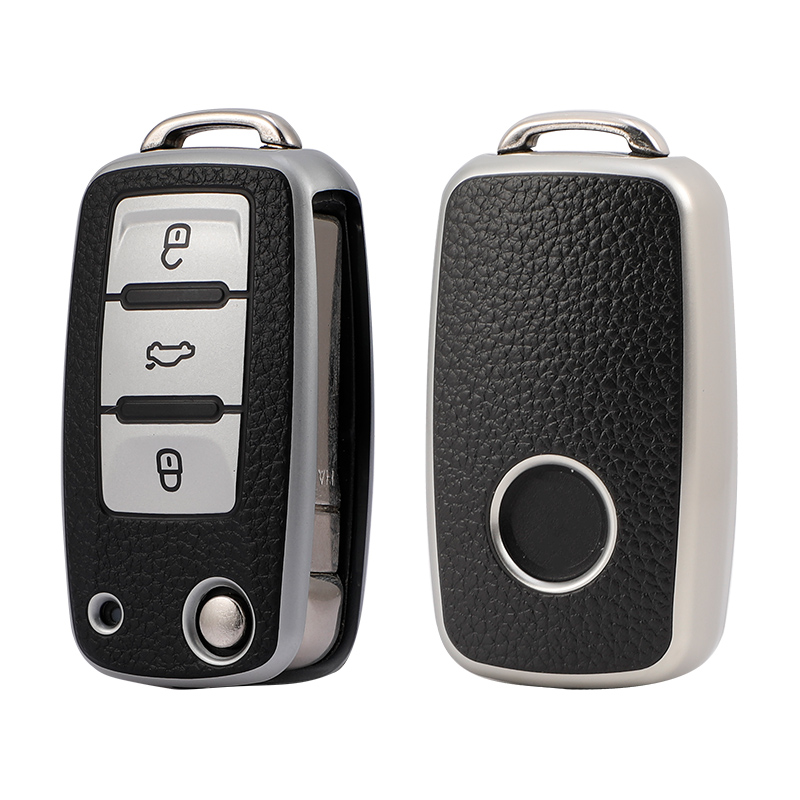 Tpu Leather Car Key Case Full Cover Protection Shell Bag for VW Volkswagen Polo Tiguan Passat Golf Jetta Lavida Skoda Octavia