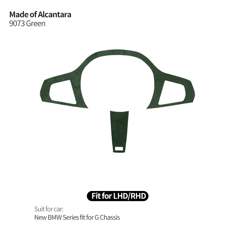 Made of Alcantara For BMW G30 G20 G28 G21 G11 G12 F40 Z4 G32 Car Steering Wheel Stickers Button Trim Frame Interior Accessories Green