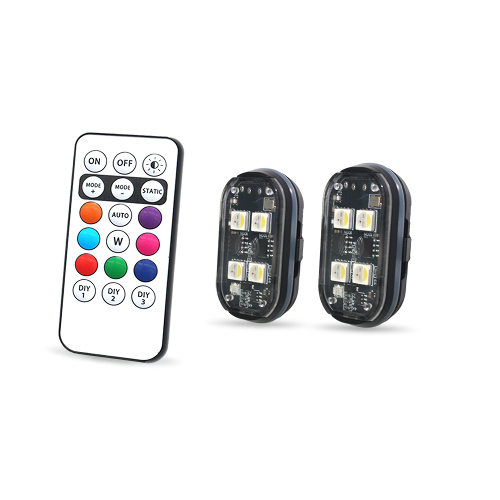 2/4pcs Wireless LED Strobe Lights Car Decor Atmosphere Light, 8 Colors Rechargeable Led Lights Anti-Collision LED Warning Light PCS / RGB