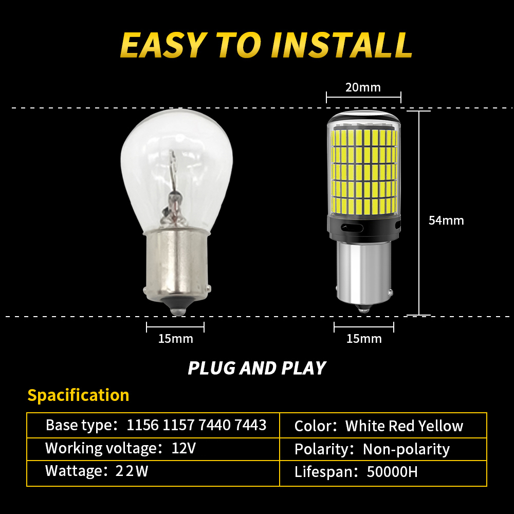 1pcs Super Bright LED Lights 1156 PY21W BAU15S P21W BA15S T20 7440 W21W WY21W High Power 4014SMD Canbus For Car Signal Lamp 12V