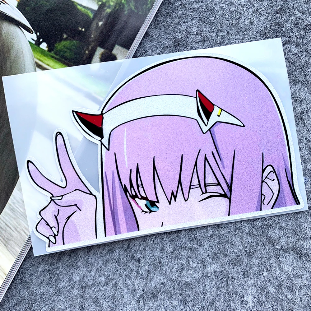JDM Anime Car Sticker 2D Warning Pink Girl Eyes Fuel Tank Cover Car Body Window Bumper Windshield Motorcycle Scooter Decals