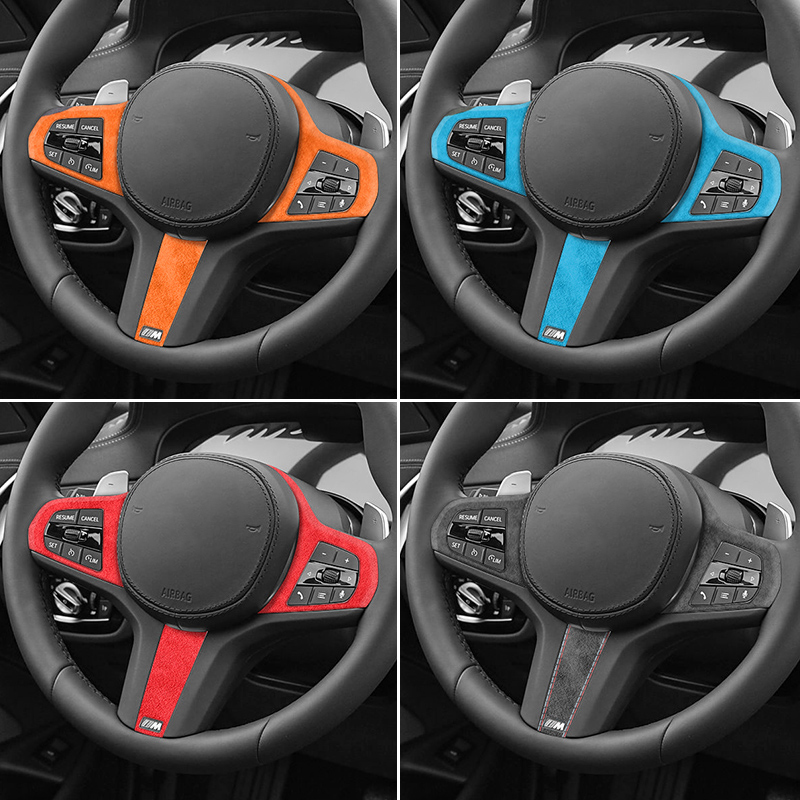 Made of Alcantara For BMW G30 G20 G28 G21 G11 G12 F40 Z4 G32 Car Steering Wheel Stickers Button Trim Frame Interior Accessories