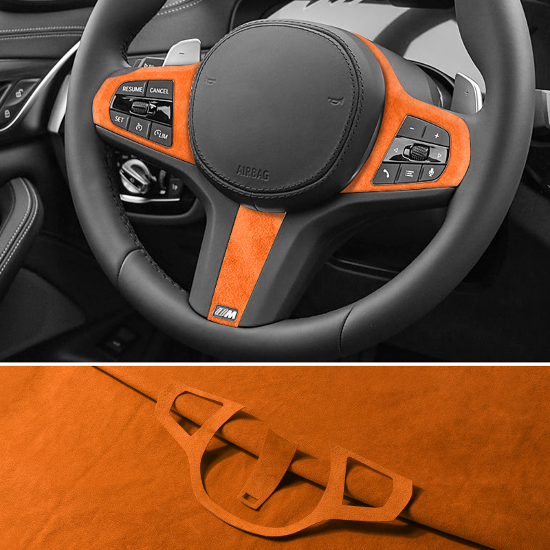 Made of Alcantara For BMW G30 G20 G28 G21 G11 G12 F40 Z4 G32 Car Steering Wheel Stickers Button Trim Frame Interior Accessories