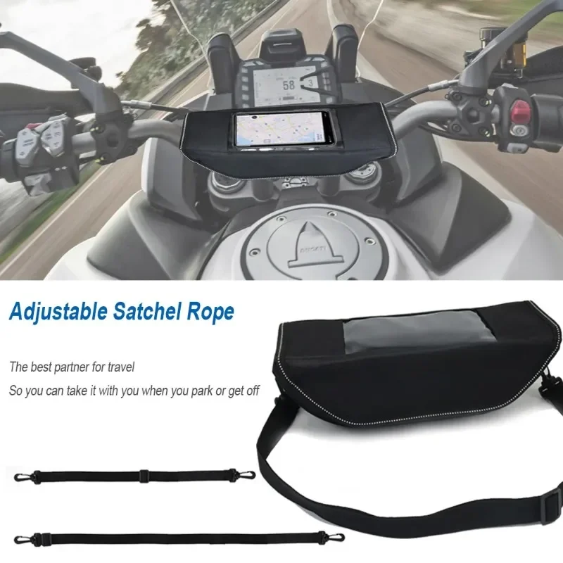 Motorcycle Handlebar Bag Waterproof with Touchscreen Phone Storage Bag Travel Storage Bag for  BMW Kawasaki Triumph Motorcycle