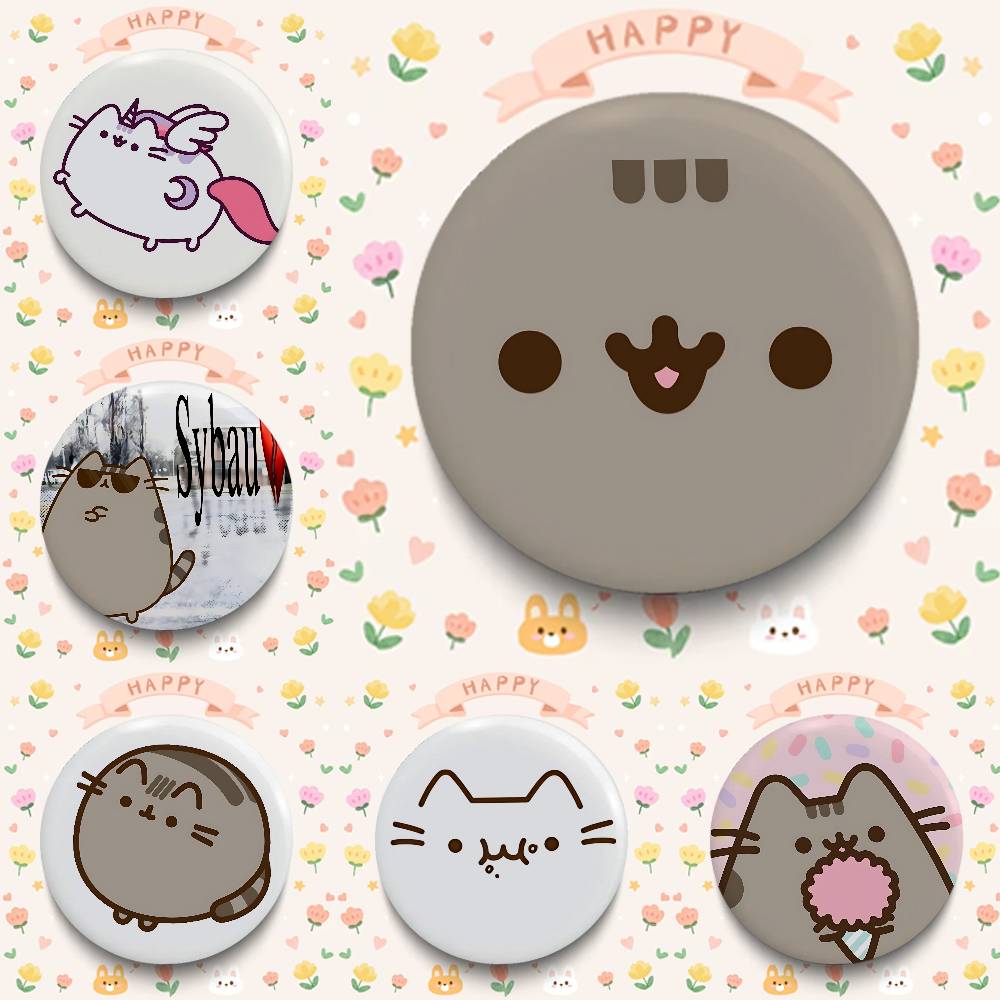 Cute P-PusheenS Badges Button Round Creative Pin Brooch Badge Bag Decor Accessories Fans Collect Friends Gifts