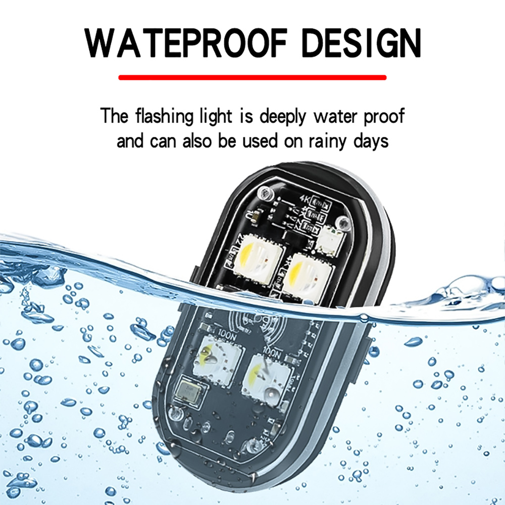 2/4pcs Wireless LED Strobe Lights Car Decor Atmosphere Light, 8 Colors Rechargeable Led Lights Anti-Collision LED Warning Light
