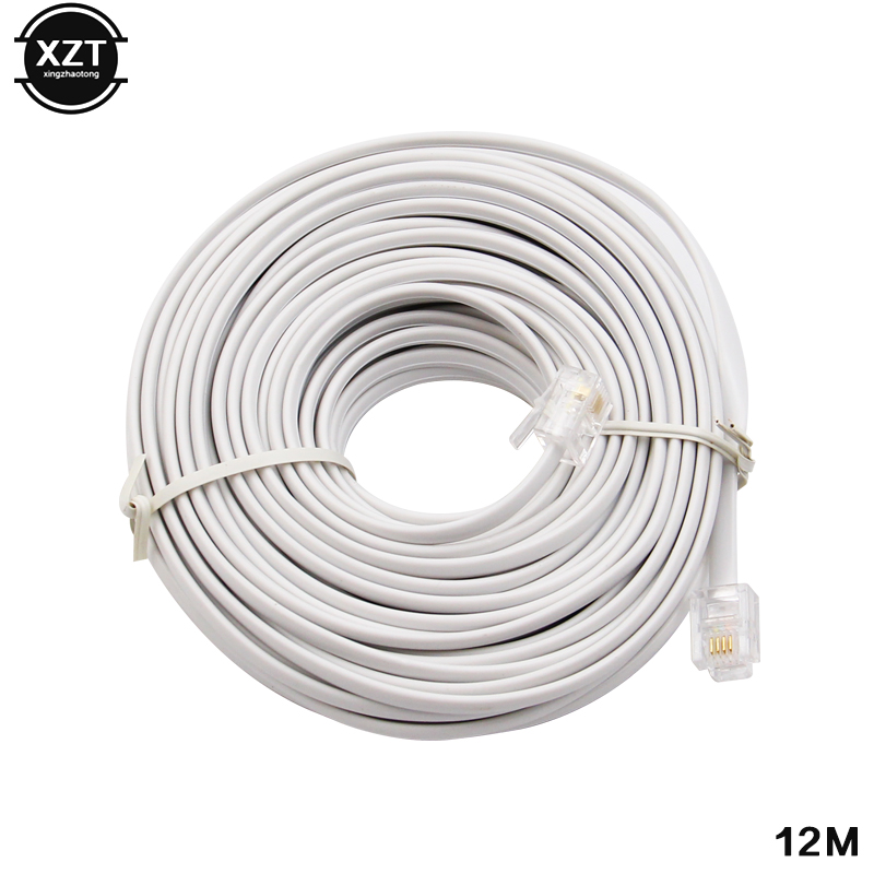 30/25/20/18/15/12/10/9/7.7/6/3/2/1M RJ11 Male Two Core 6P4C Modular Telephone Phone Cables Extension Cable Wire Finished Phone L
