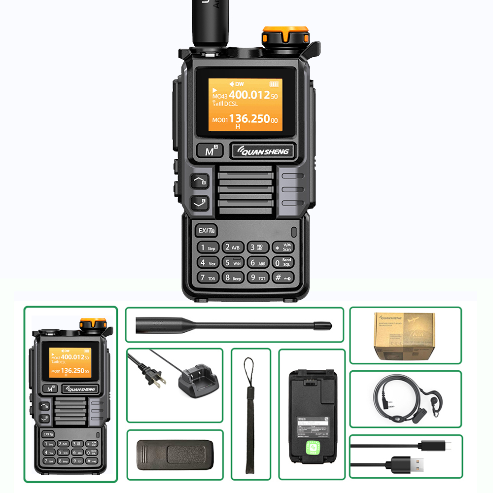 Quansheng UV-K6 Upgrade UV-K5 (99) Interphone 5W Air Band Radio Tyep C Charging UHF VHF DTMF FM Scrambler NOAA Wireless Frequenc GRAY / EURO