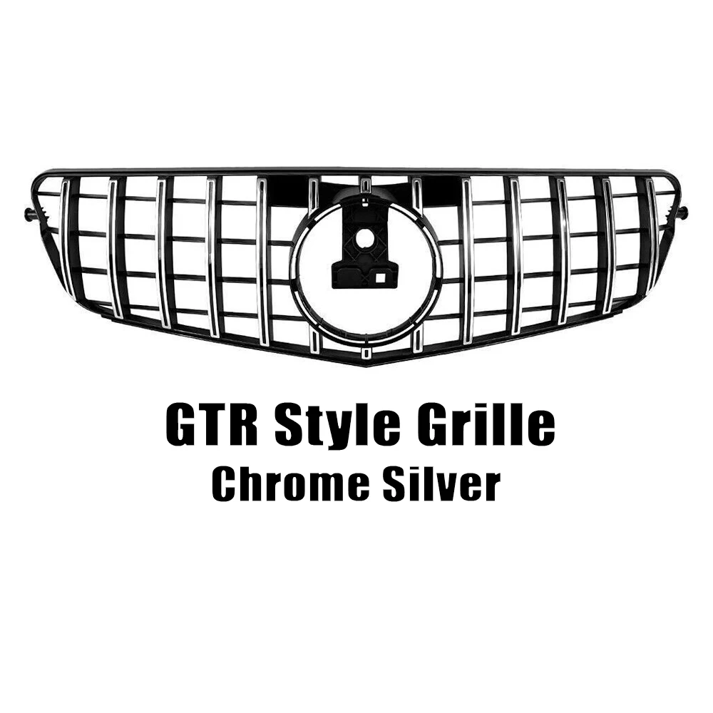 XVIP Front Bumper Grille Hood Grill For Mercedes Benz C-Class W204 2007-2014 C180 C200 C250 C300 AMG GT Diamond Tuning Grille GTR Silver